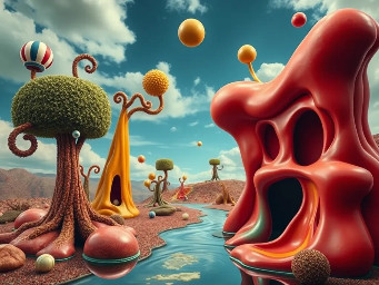 Create fantasy characters as surreal dreamscapes with Flux 1 Schnell. Bring melted forms, bold colors, and impossible shapes to life with surreal luxury and fantasy elegance embodying elements of funny satire “not my monkeys not my circus” a Tim Burton stylistic MadHatter Wonderland, Willie Wonkas dream of dimension in candyland dwellings & chocolate rivers