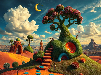 A picture in a surrealistic style (like a picture that Salvador dali could have made). It should include all the typical characteristics of a surrealistic picture (Salvador dali) like a Dream landscape etc.