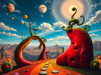 A picture in a surrealistic style (like a picture that Salvador dali could have made). It should include all the typical characteristics of a surrealistic picture (Salvador dali) like a Dream landscape etc.