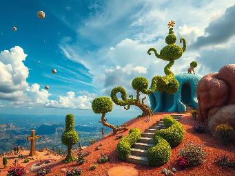 A picture in a surrealistic style (like a picture that Salvador dali could have made). It should include all the typical characteristics of a surrealistic picture (Salvador dali) like a Dream landscape etc.